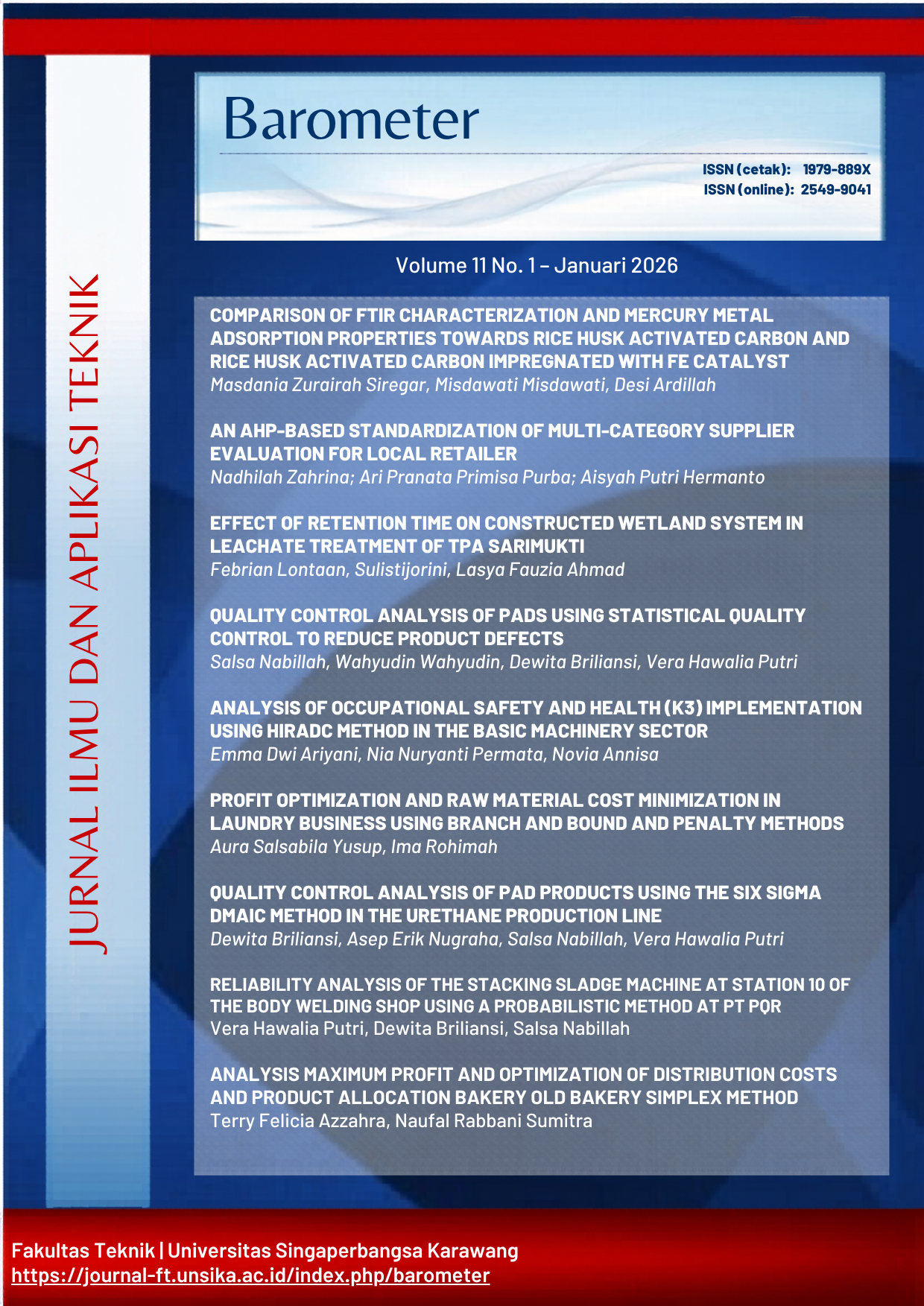 					View Vol. 11 No. 1 (2026): BAROMETER:  Jurnal Ilmu dan Aplikasi Teknik
				